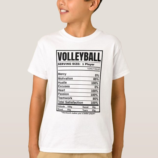 Camiseta Fatos de Nutrição de Voleibol (Frente)