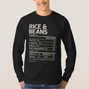 Camiseta Fatos de Nutrição do Arroz e Feijão na Comida de A