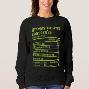 Camiseta Fatos de Nutrição do Casserole de Feijão Verde