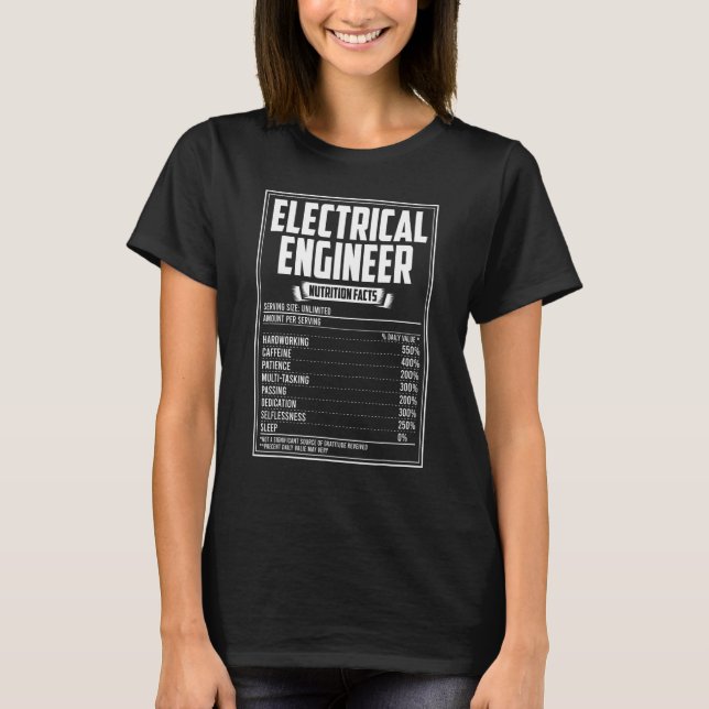 Camiseta Fatos de nutrição do Engenheiro elétrico (Frente)