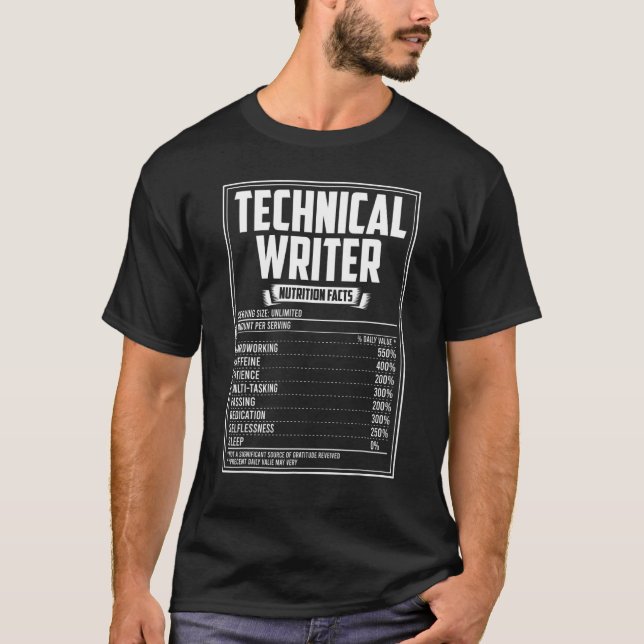 Camiseta Fatos de Nutrição do Escritor Técnico (Frente)
