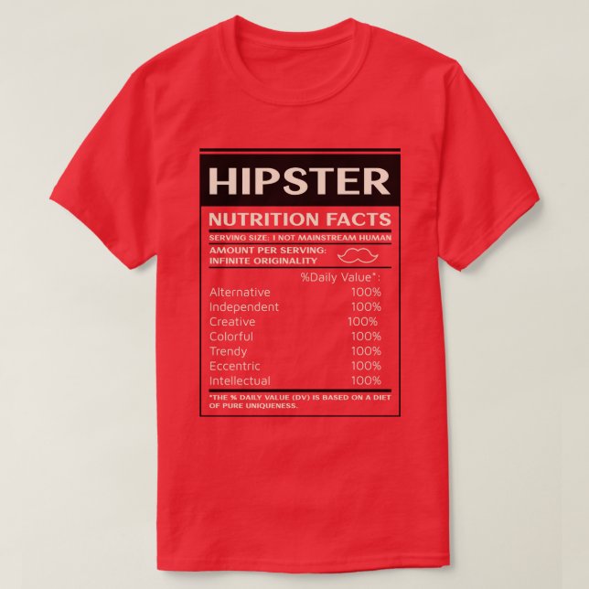 Camiseta Fatos de Nutrição do hipster (Frente do Design)