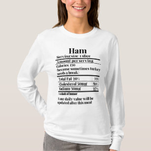 Camiseta Fatos de Nutrição do Presunto de Ação de Graças.w