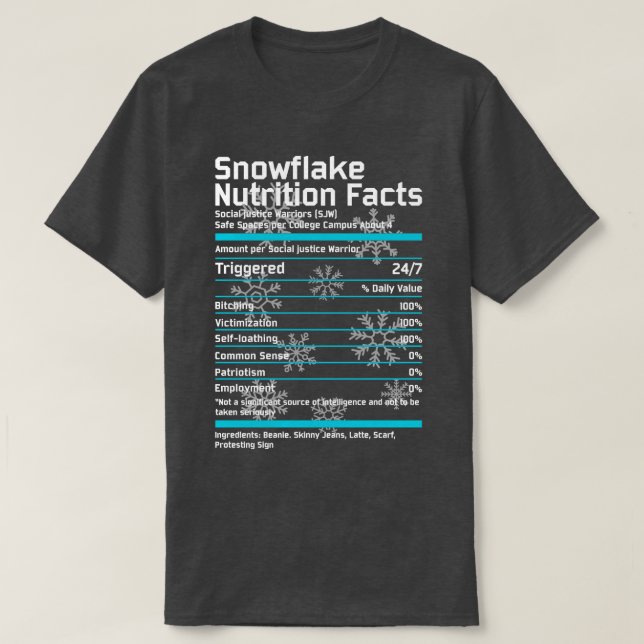 Camiseta Fatos de Nutrição em Floco de Neve (Frente do Design)