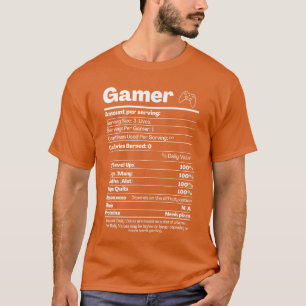 Camiseta Fatos Divertidos de Nutrição para Gamers Fatos Nut