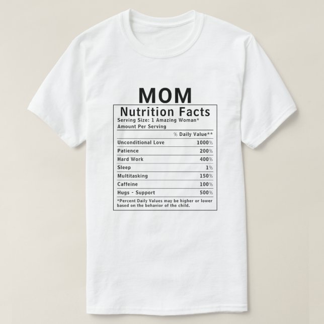 Camiseta Fatos Divertidos de Nutrição para Mãe Presente do  (Frente do Design)