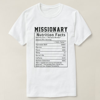 Camiseta Fatos Divertidos de Nutrição para Missionários Pre