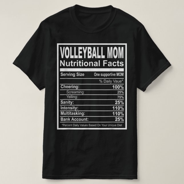Camiseta Fatos Nutricionais da Mãe de Voleibol (Frente do Design)