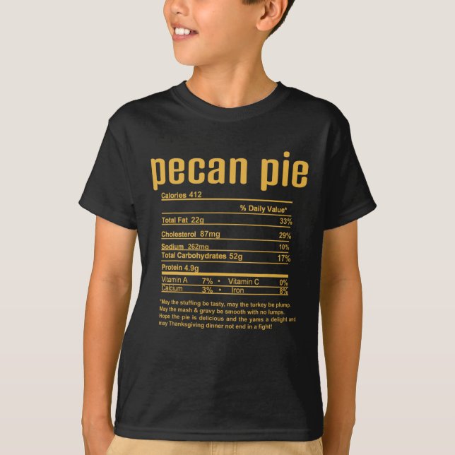 Camiseta Fatos Nutricionais da Torta de Pecan do Dia de Açã (Frente)