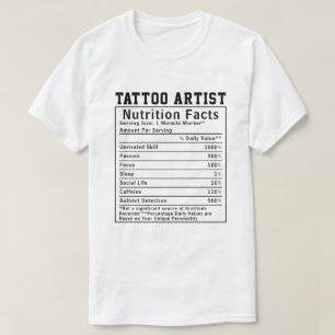 Camiseta Fatos Nutricionais de Artista de Tatuagem Engraçad