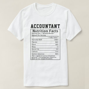 Camiseta Fatos Nutricionais de Contador Engraçado Finanças