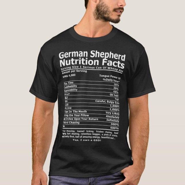 Camiseta Fatos Nutricionais De Gsd Do german shepherd (Frente)
