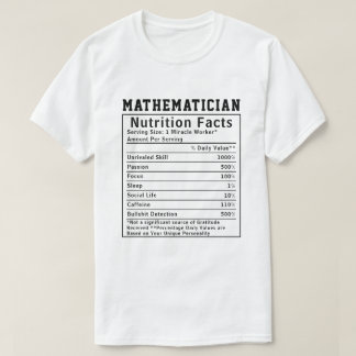 Camiseta Fatos Nutricionais de Matemático Engraçado Amante