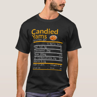 Camiseta Fatos Nutricionais de Yams Candies Fatos de Ação d