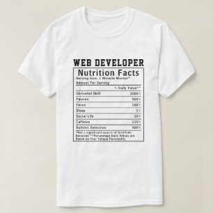 Camiseta Fatos Nutricionais Divertidos para Desenvolvedor W