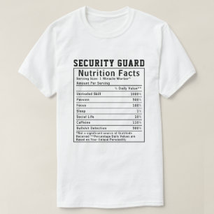Camiseta Fatos Nutricionais Divertidos para Guardas de Segu