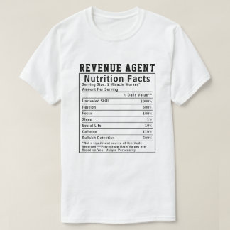 Camiseta Fatos Nutricionais do Agente de Receita Engraçado