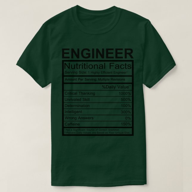 Camiseta Fatos Nutricionais do engenheiro (Frente do Design)