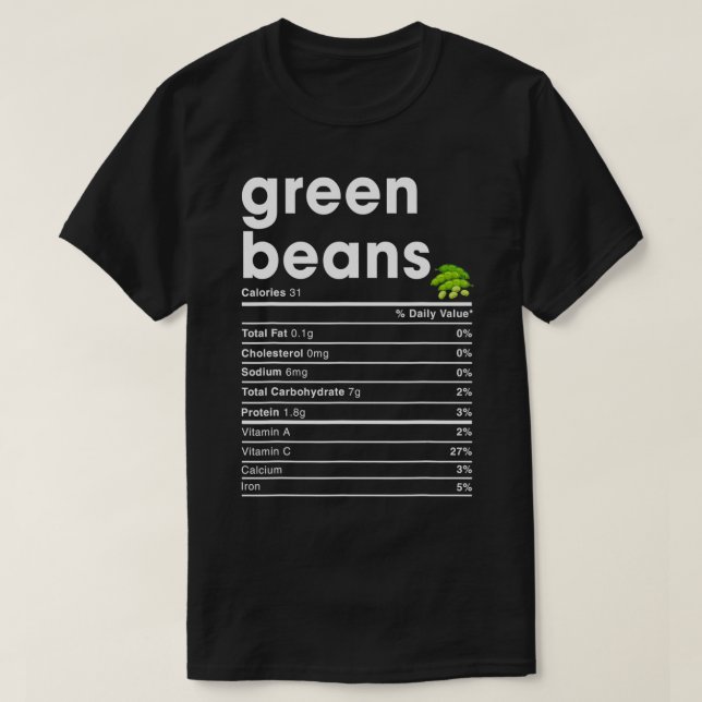 Camiseta Fatos Nutricionais do Feijão Verde (Frente do Design)