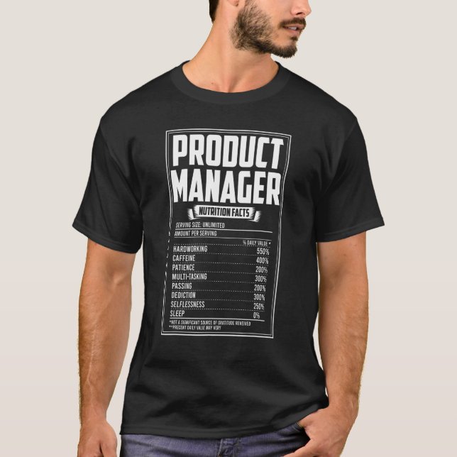 Camiseta Fatos Nutricionais do Gerenciador de Produtos (Frente)