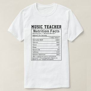 Camiseta Fatos Nutricionais do Professor de Música Engraçad
