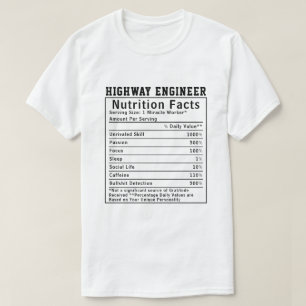 Camiseta Fatos Nutricionais Engraçados para Engenheiro de E