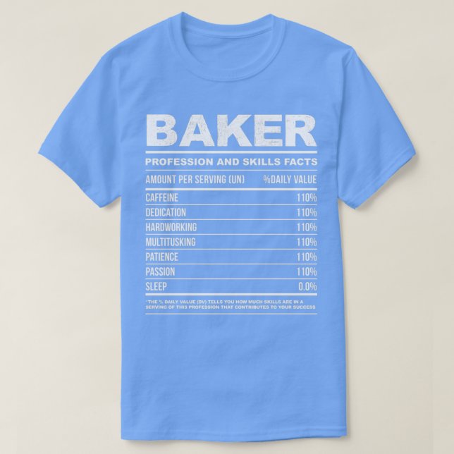 Camiseta Fatos Nutricionais Engraçados Por Baker B (Frente do Design)