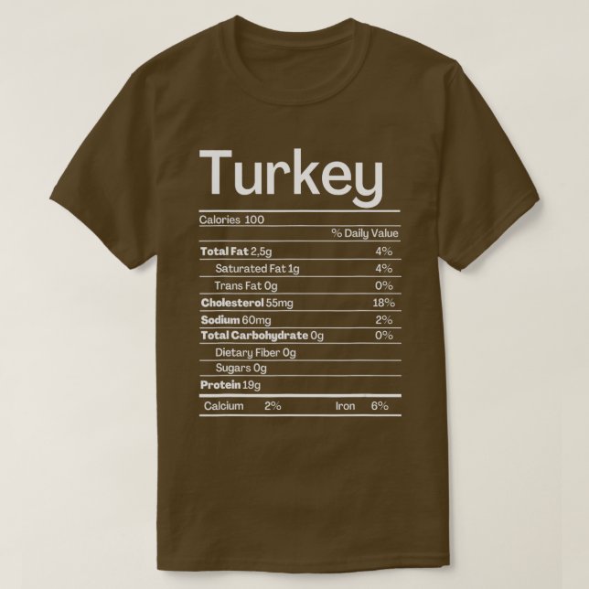 Camiseta Fatos Nutricionais na TurquiaNutrição Engraçada Aç (Frente do Design)