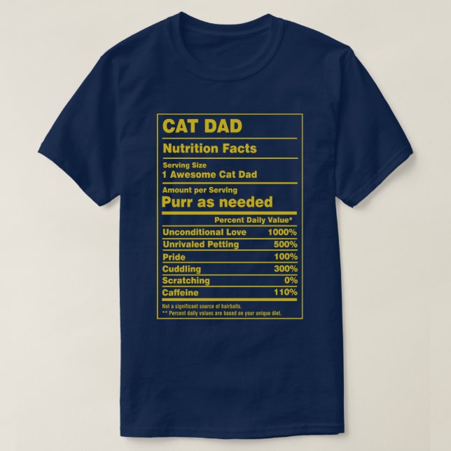 Camiseta Fatos Nutricionais Pai Gato (Frente do Design)