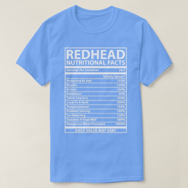 Camiseta Fatos Nutricionais Redhead (Frente do Design)