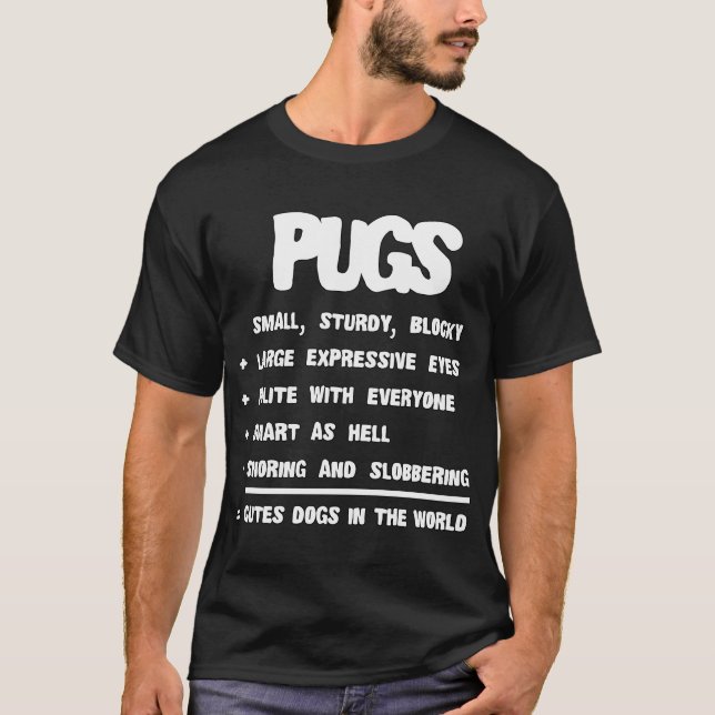 Camiseta Fatos sobre Pug Amante de Cães  (Frente)