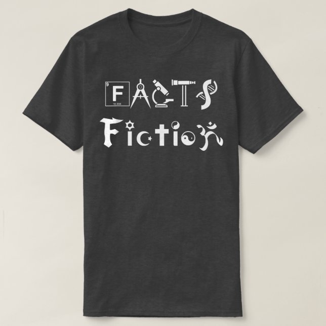 Camiseta Fatos vs Ficção , Presente Religião Científica (Frente do Design)