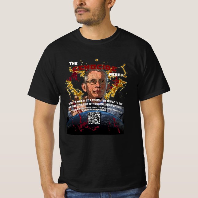 Camiseta Fauci O Genocídio Reinicializa Coletores Fauci 202 (Frente)