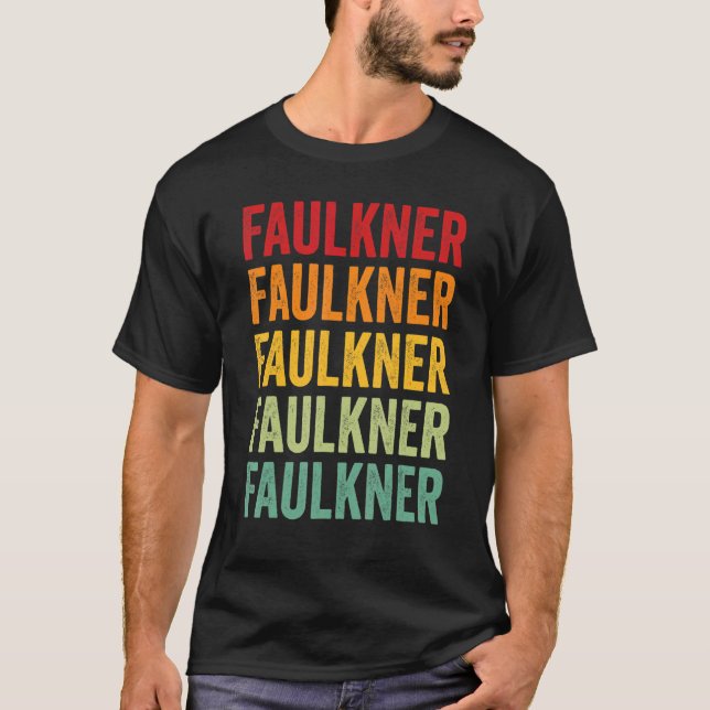 Camiseta Faulkner County Design de texto Arco-íris do Arkan (Frente)