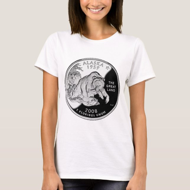 Camiseta Faux Alaska State Quarter The Excelente Land Grizz (Frente)