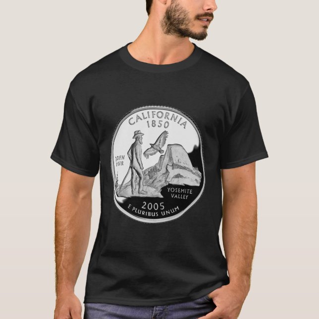 Camiseta Faux California State Quarter Yosemite Valley Muir (Frente)