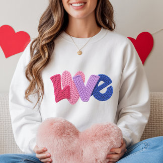 Camiseta Faux Crochet Love Design Sweatshirt