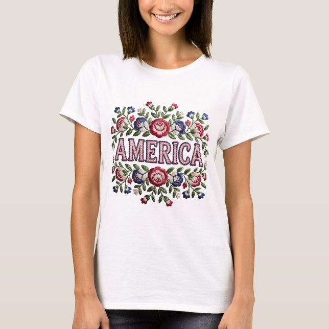 Camiseta Faux Embroidery America Tshirt (Frente)
