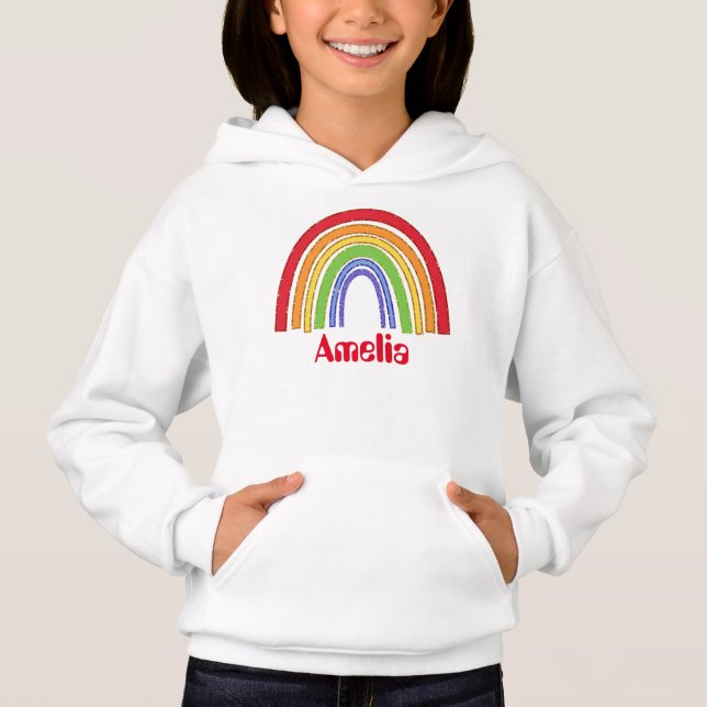 Camiseta Faux Glitter Rainbow Add Name (Frente)
