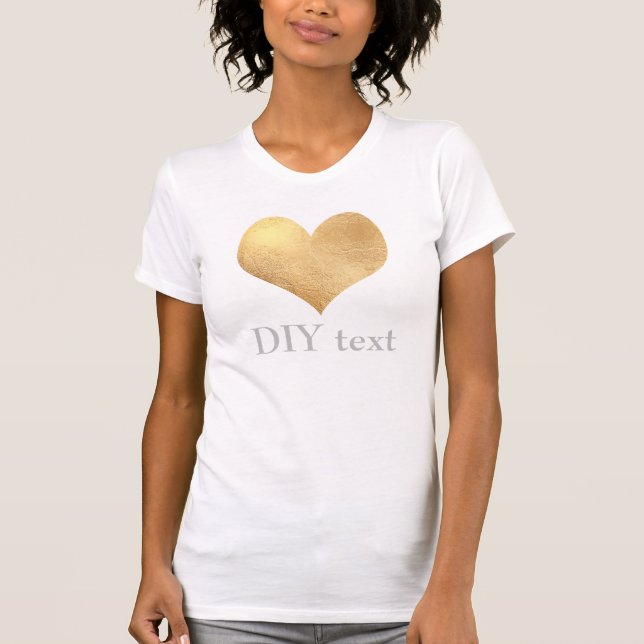 Camiseta Faux Gold Foil, Heart (Frente)