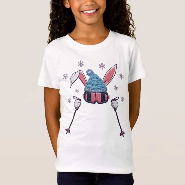 Camiseta Faux yarn skiing rabbit winter humor (Frente)