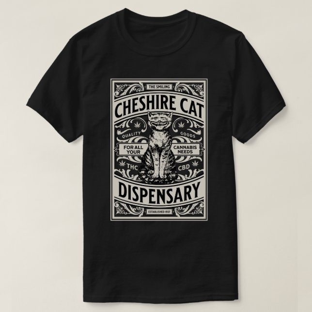 Camiseta Fava Dispensatória de Gato de Cheshire (Frente do Design)