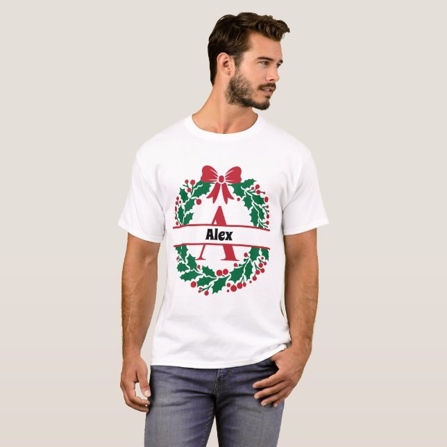 Camiseta Fava natalícia Família Correspondente Nome letra A (Frente Completa)