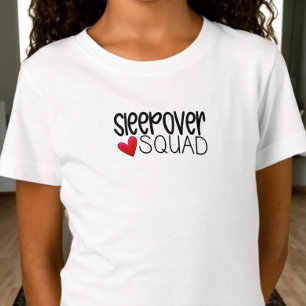 Camiseta Favor de festa do Sleepover Squad com coração