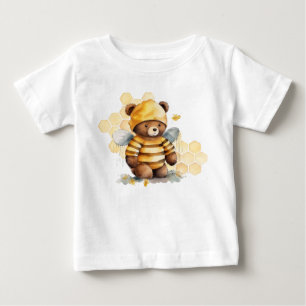 Camiseta Favos de mel e urso de pelúcia de mel marrom