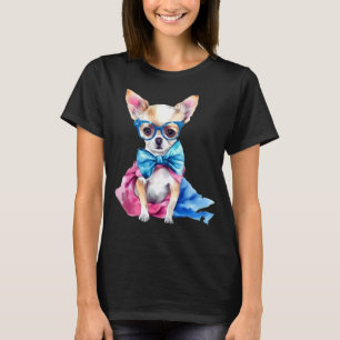Camiseta Fawn Chihuahua Puppy Vestindo Óculos Retrato 1