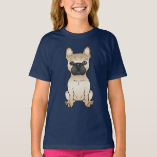 Camiseta Fawn Com Máscara Negra Cachorro Francês / Cachor