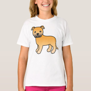 Camiseta Fawn Staffordshire Bull Terrier Cartoon Dog
