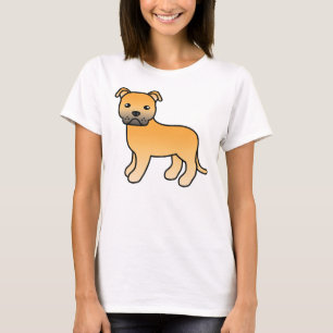 Camiseta Fawn Staffordshire Bull Terrier Cartoon Dog