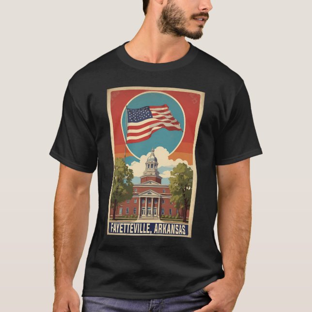 Camiseta Fayetteville Arkansas Usa Viagens vintage Turismo (Frente)
